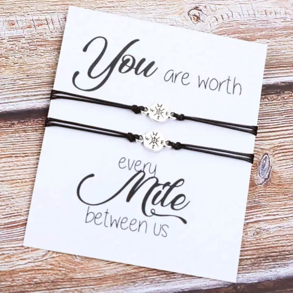 Compass Best Friend Compass 2 Bracelet Card Birthday gift NWT